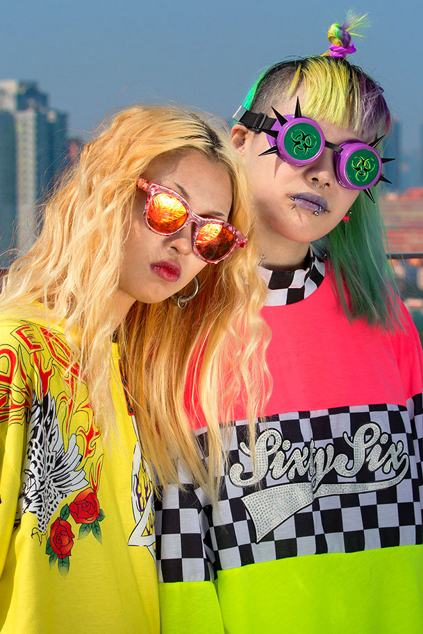 KEYI STUDIO captured Xin and Fat  - two individuals presenting their alternative fashion style strongly connected to underground club culture